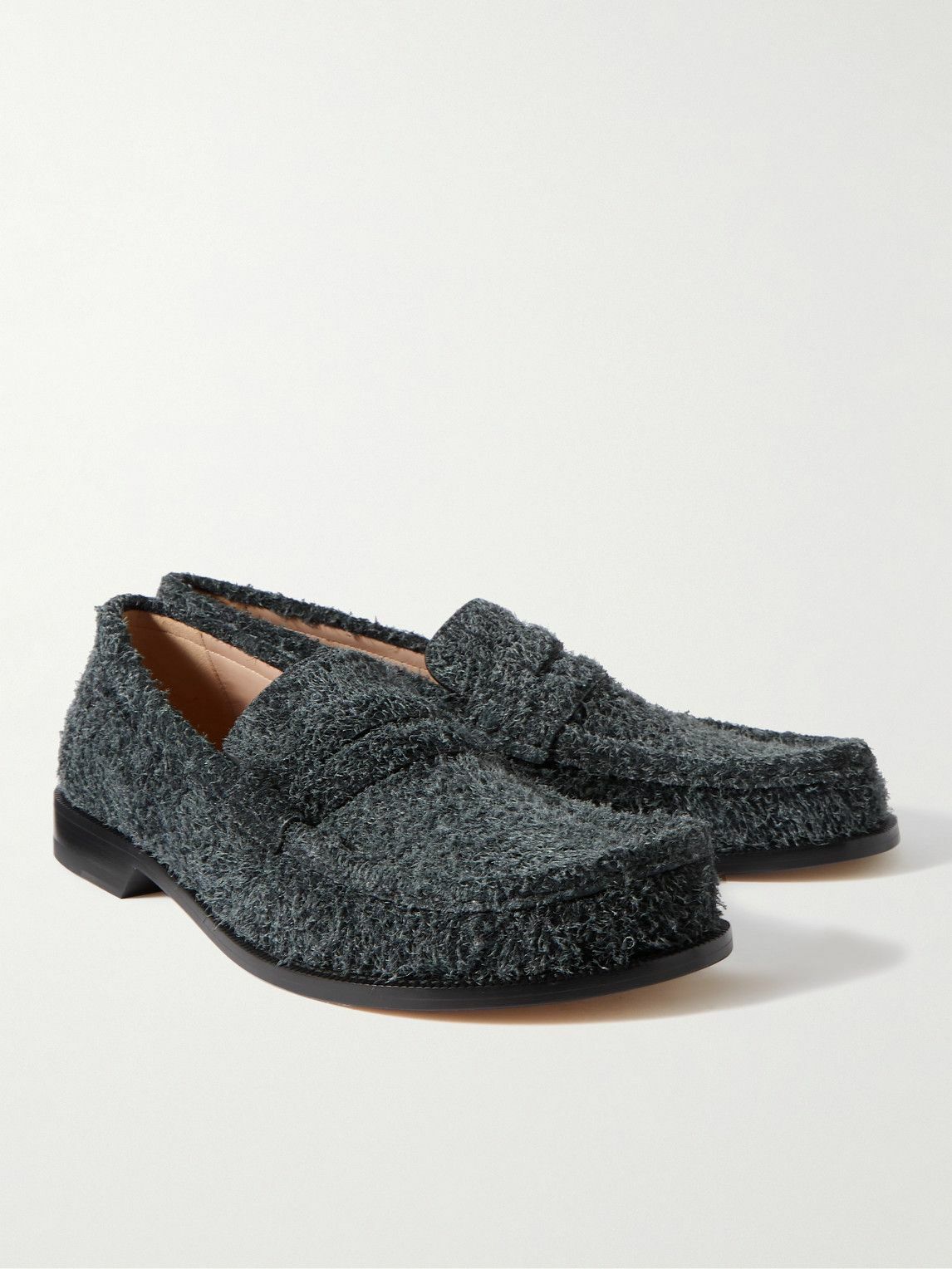 LOEWE - Campo Brushed-Suede Penny Loafers - Gray Loewe