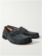 LOEWE - Campo Brushed-Suede Penny Loafers - Gray