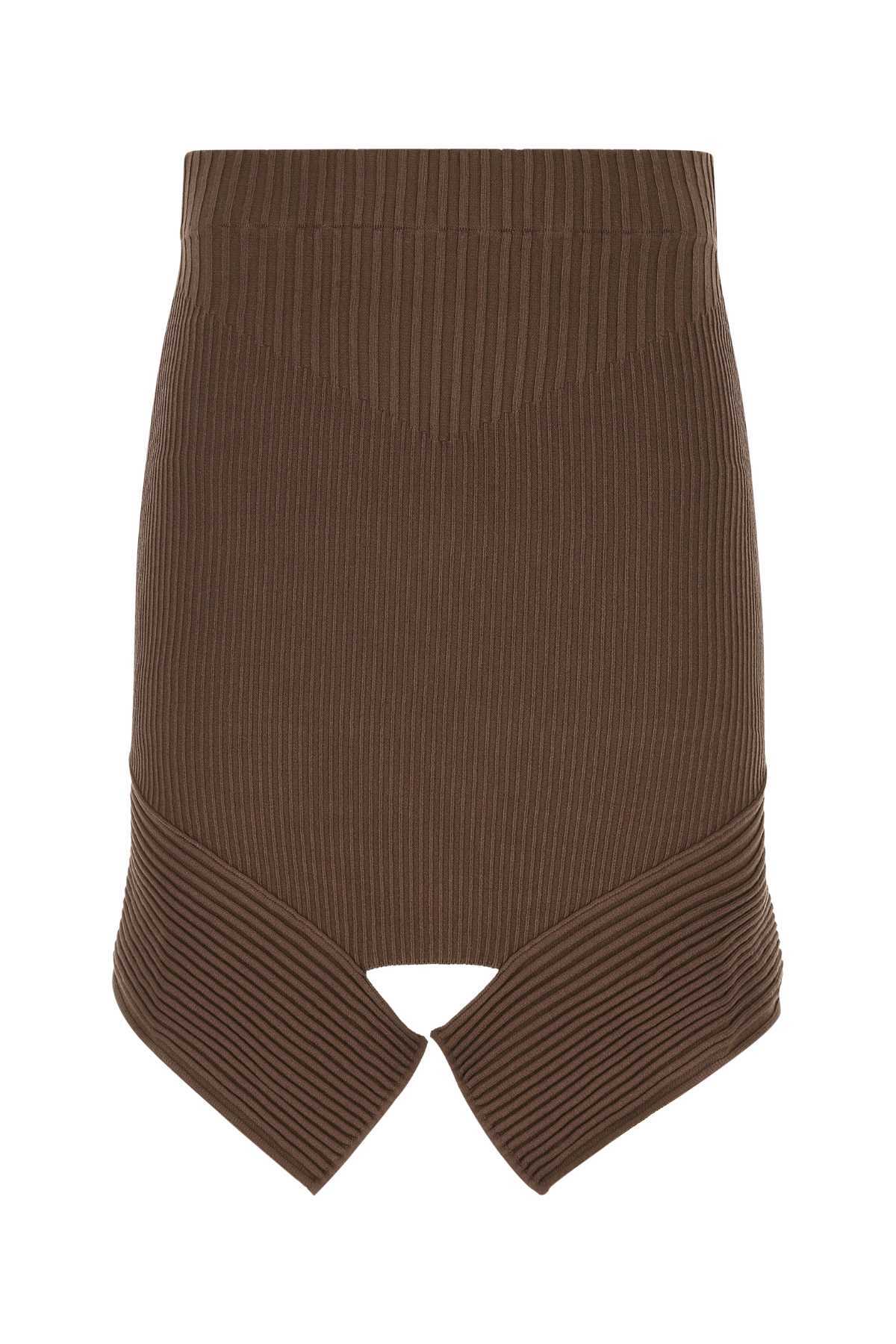 ANDREĀDAMO Brown Stretch Viscose Blend Skirt