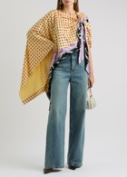 Rabanne Flocked Printed Cape-effect Satin top Multicoloured 1