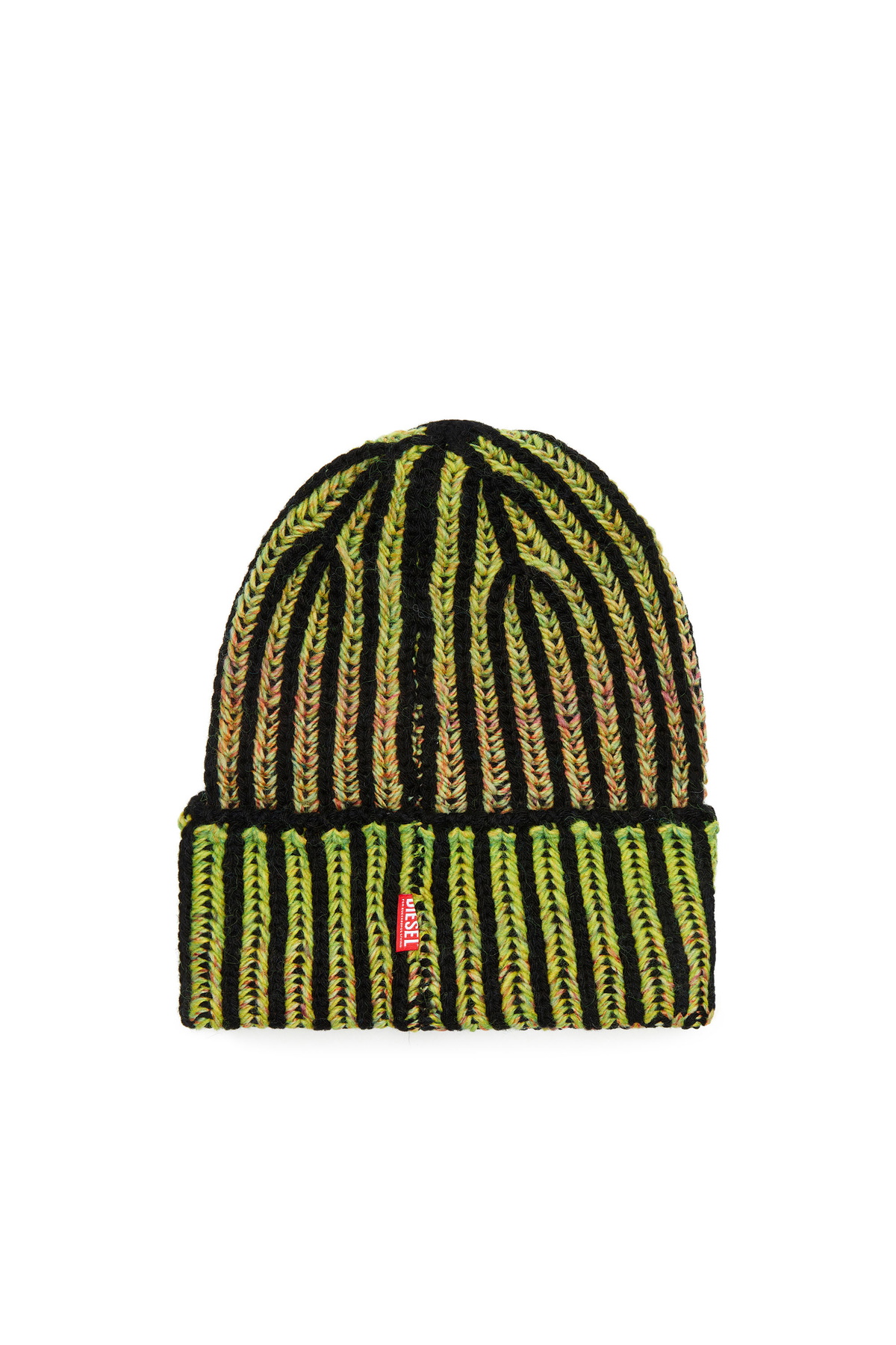 Diesel Ribbed beanie with dégradé neon stripes - Knit caps