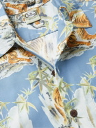 Go Barefoot - Tiger Convertible-Collar Printed Cotton-Blend Shirt - Blue