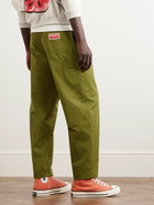 KENZO - Straight-Leg Cotton-Twill Drawstring Trousers - Green