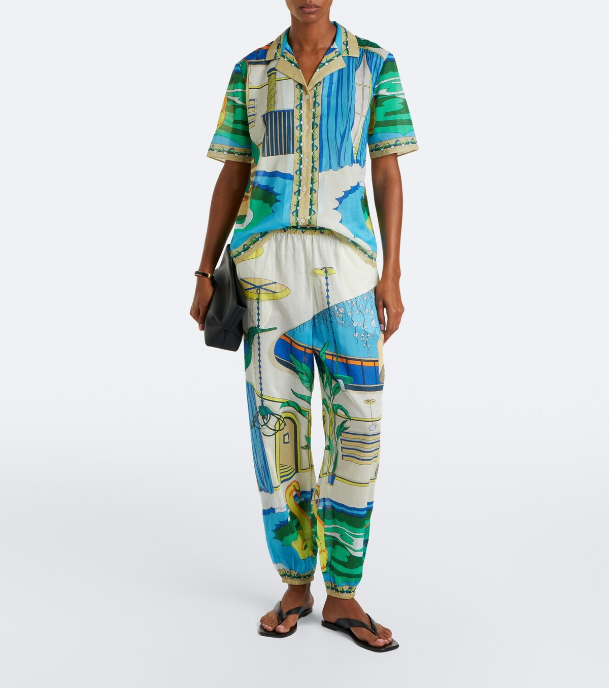 Tory Burch Printed cotton poplin bowling shirt