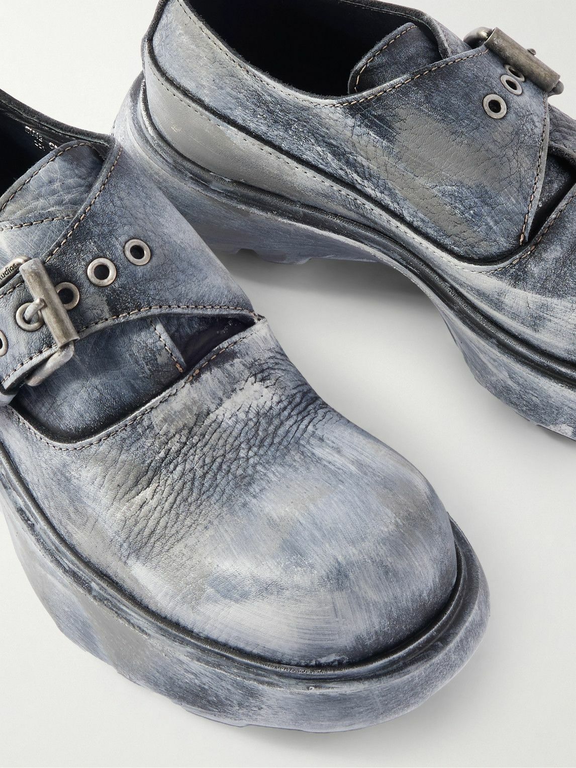 ぬ*様 Acne Studios モンクレザーシューズ Acne Studios - Leather Monk-Strap Shoes - Gray Acne Studios
