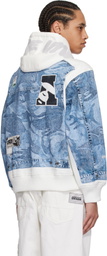 AAPE by A Bathing Ape White & Blue 'AAPE' Main Light Weight Denim Jacket