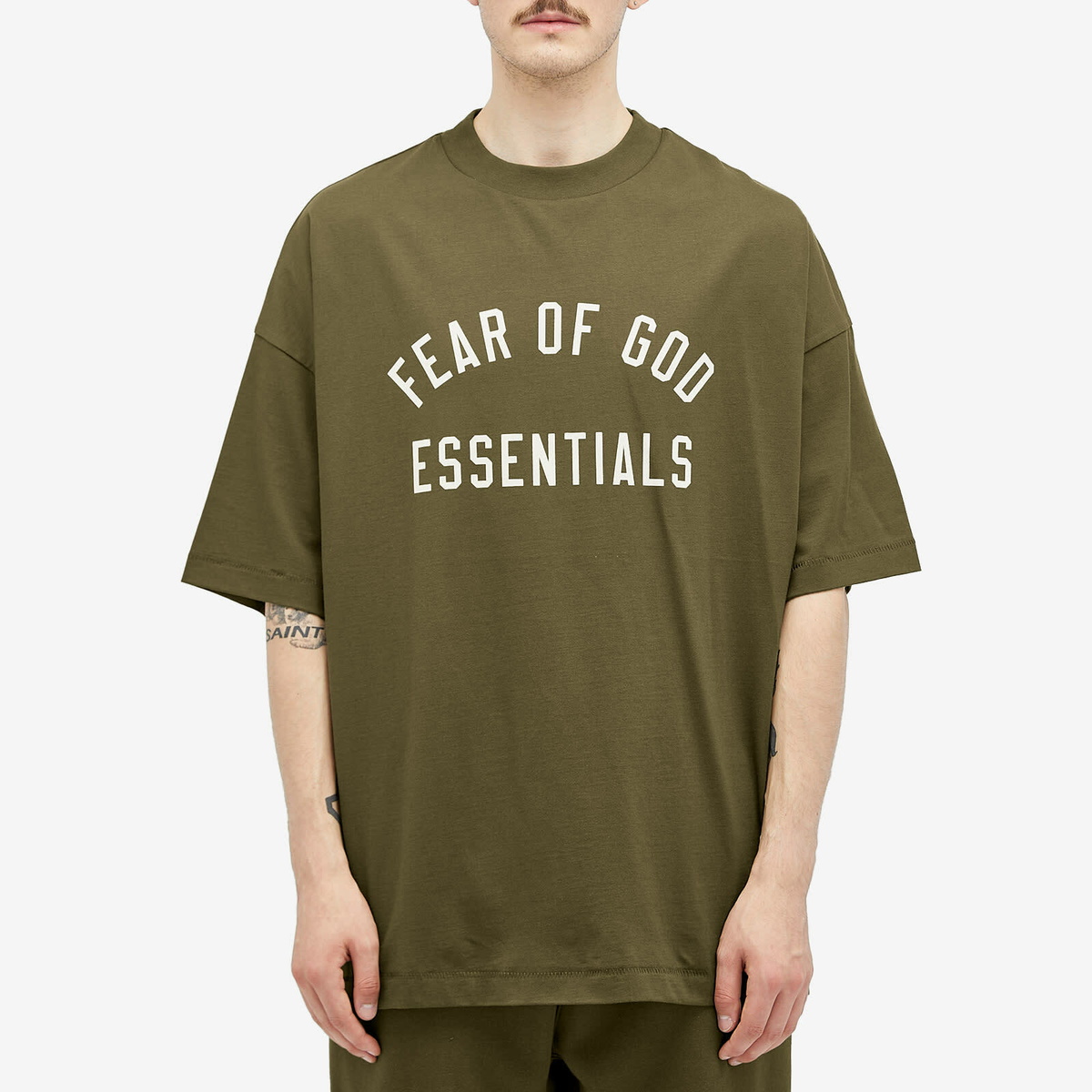 【FOG Essentials】 Olive Crew Neck T-Shirt Fear of God Essentials Olive Crew Neck T-Shirt | PacSun
