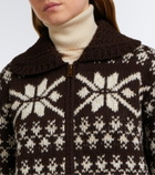 Moncler Fair Isle sequined wool-blend zip-up cardigan