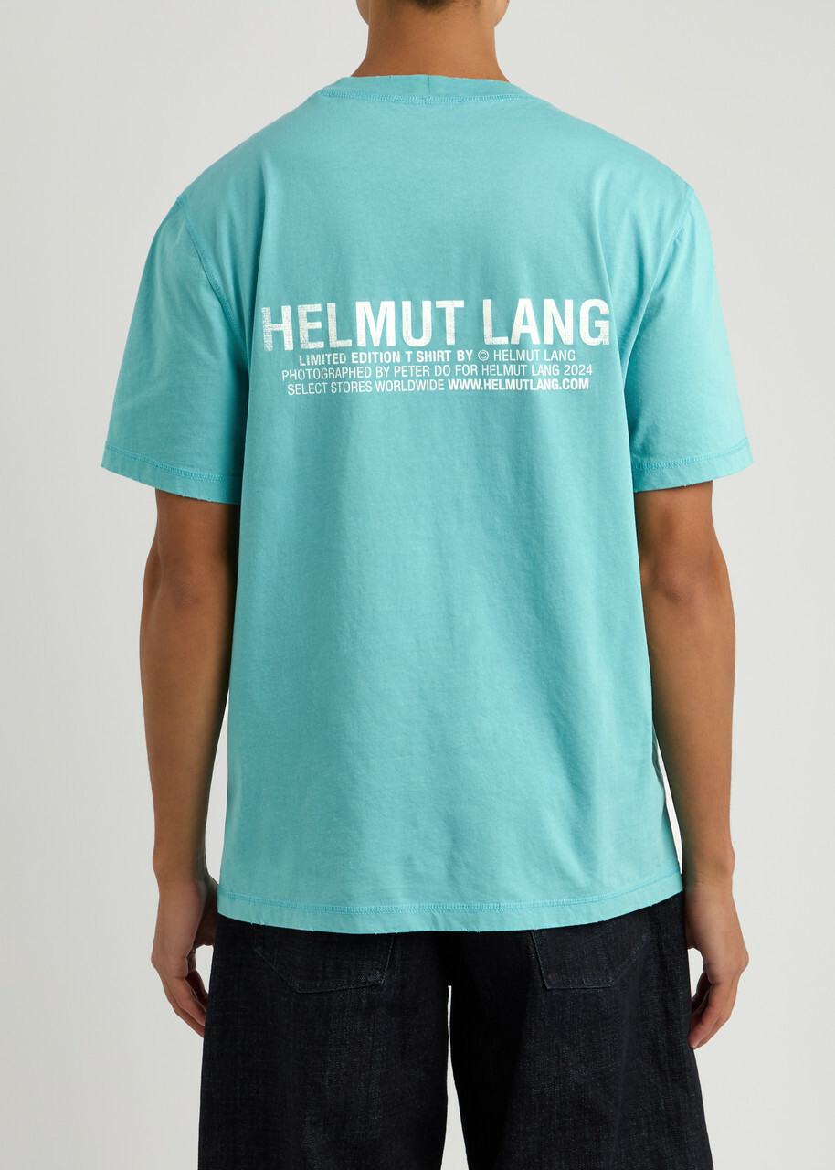 Helmut Lang Postcard Printed Cotton T-shirt Teal
