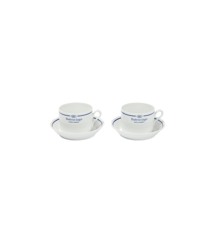 Photo: Balenciaga - Set of 2 logo porcelain teacups and saucers
