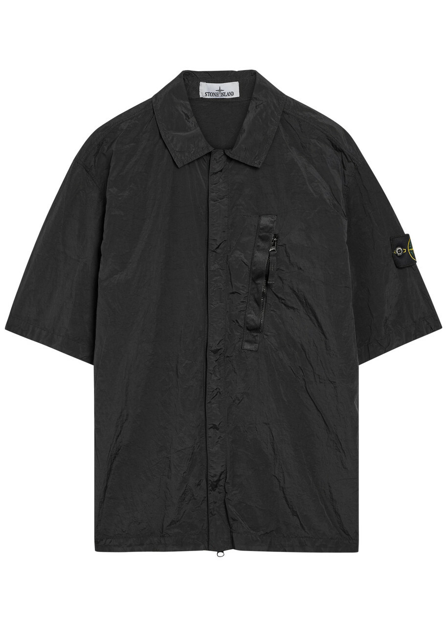 Stone Island Crinkled Nylon Overshirt Black