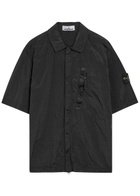 Stone Island Crinkled Nylon Overshirt Black