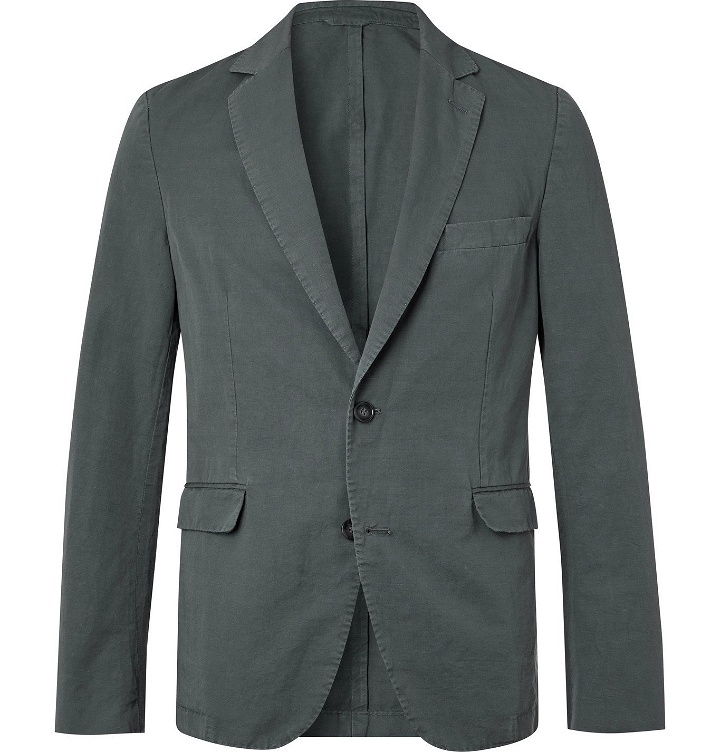 Photo: OFFICINE GÉNÉRALE - Slim-Fit Unstructured Garment-Dyed Cotton and Linen-Blend Suit Jacket - Gray