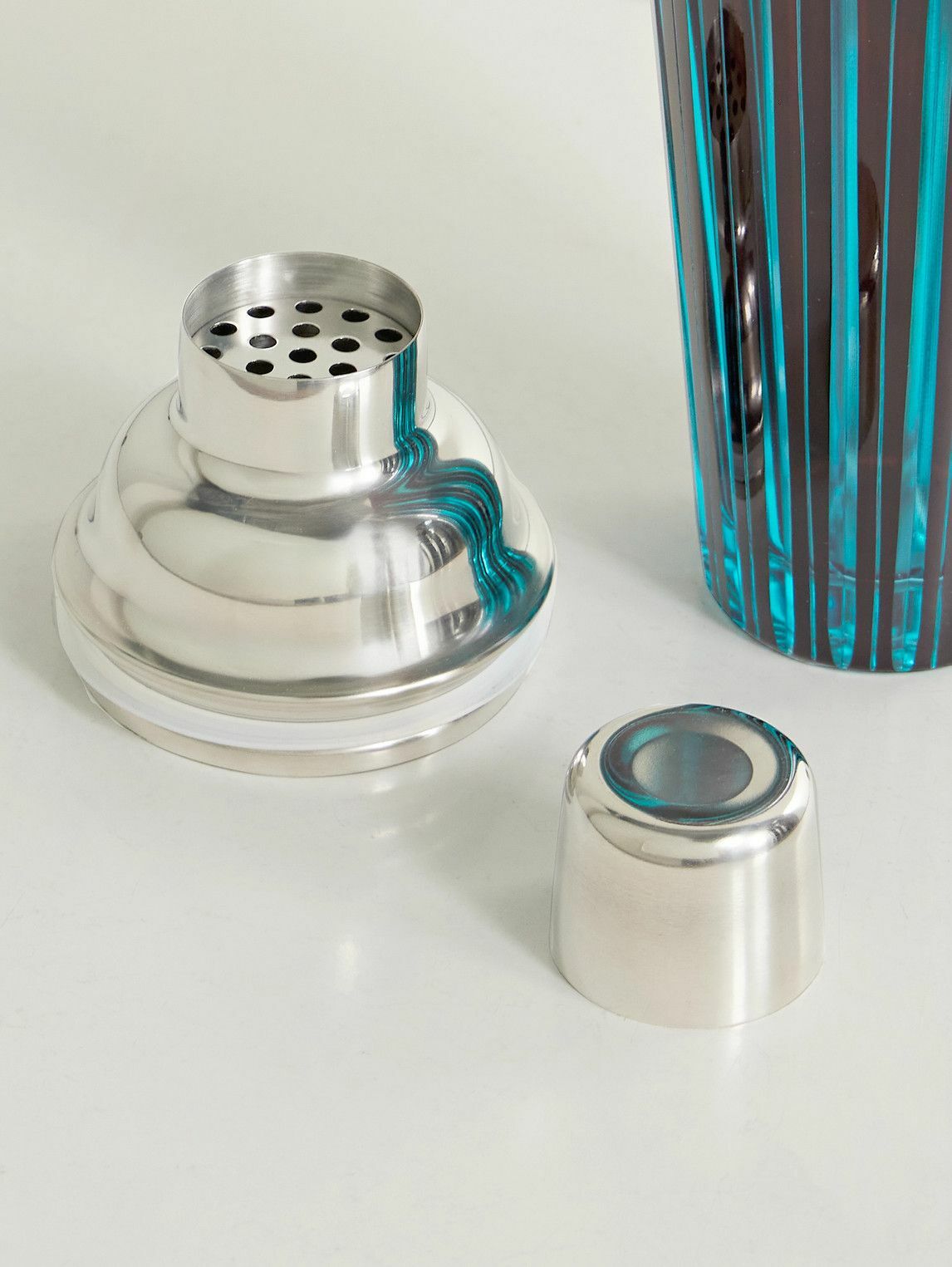 L'Objet - Prism Glass and Silver-Tone Cocktail Shaker