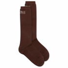 MM6 Maison Margiela Women's Long Logo Socks in Coffee Brown