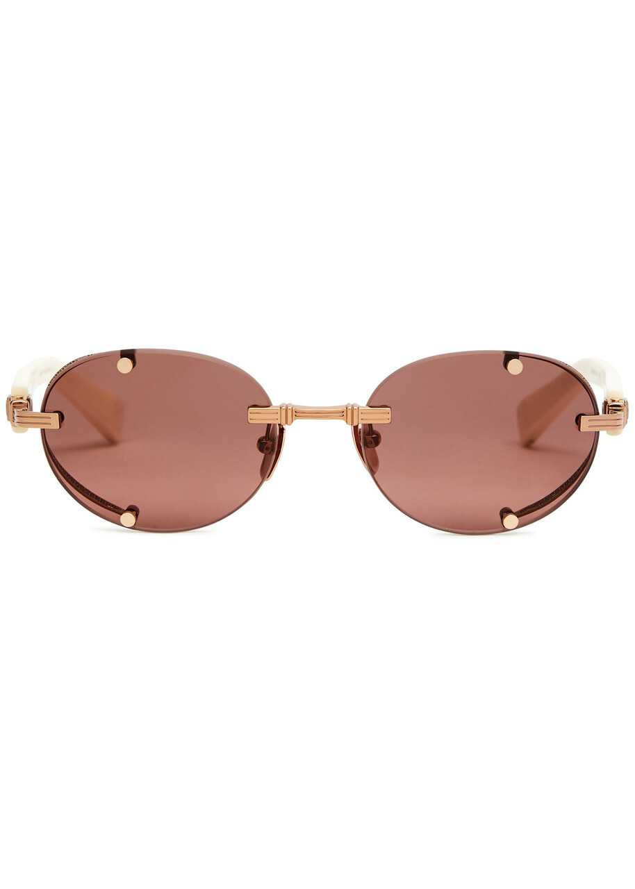 Balmain Eyewear Monsieur Rimless Oval-frame Sunglasses - Brown - One Size