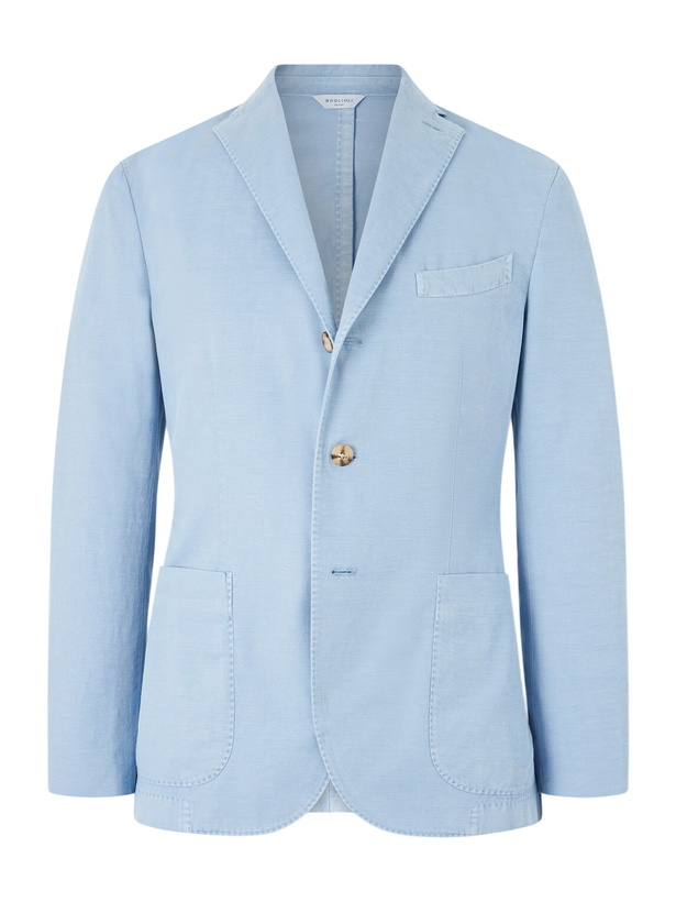 Photo: Boglioli - Stretch Cotton and Linen-Blend Blazer - Blue