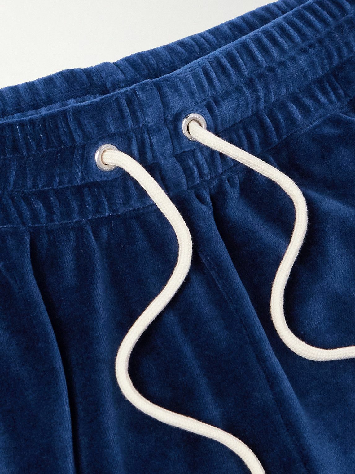 CELINE - Straight-Leg Logo-Embroidered Cotton-Blend Velour Track Pants - Blue
