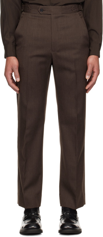 Photo: YOKE Brown Wool Gabardine Trousers