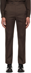 YOKE Brown Wool Gabardine Trousers
