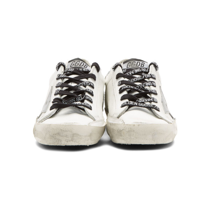 White & silver glitter tab hot sale superstar sneakers