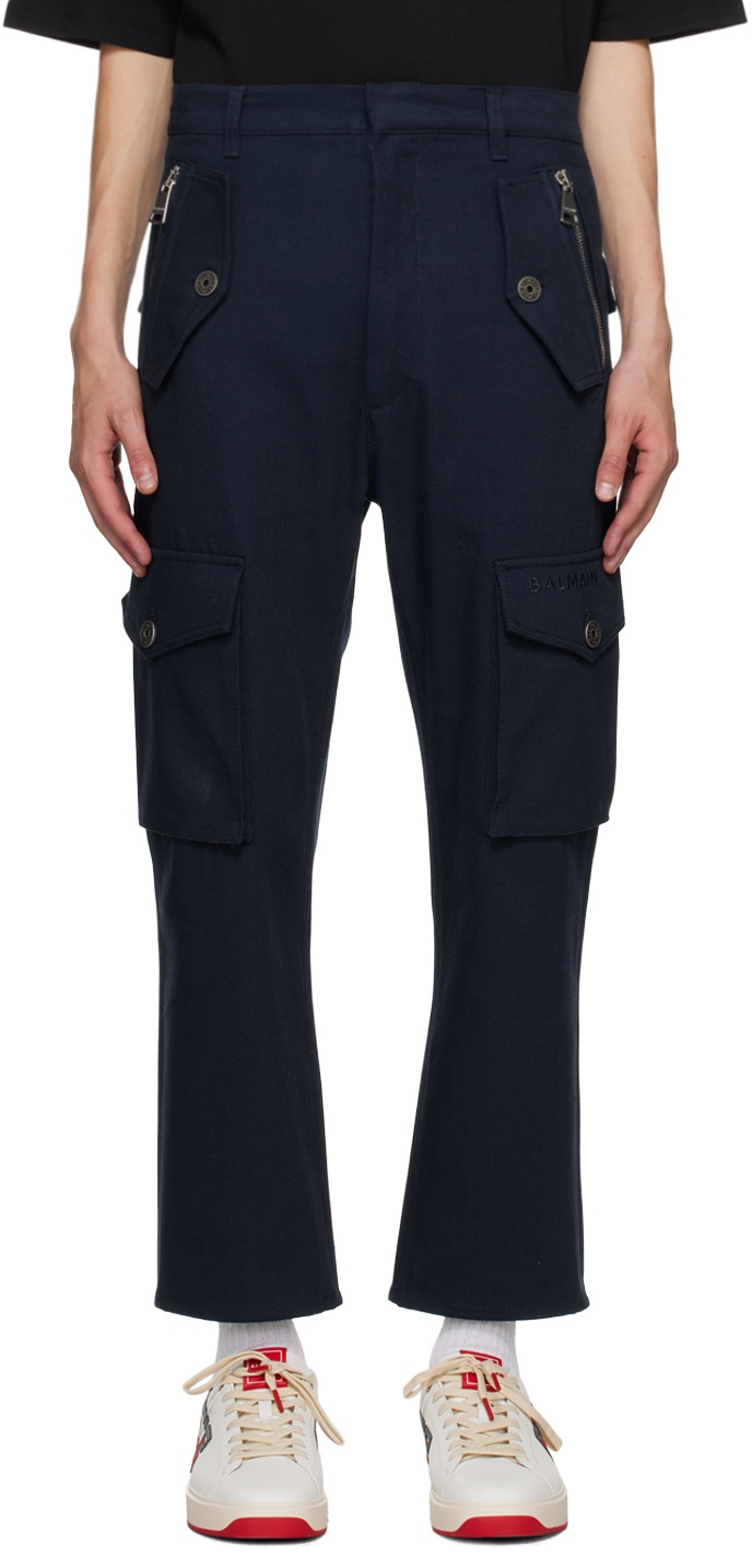 Balmain Blue Zip Cargo Pants Balmain