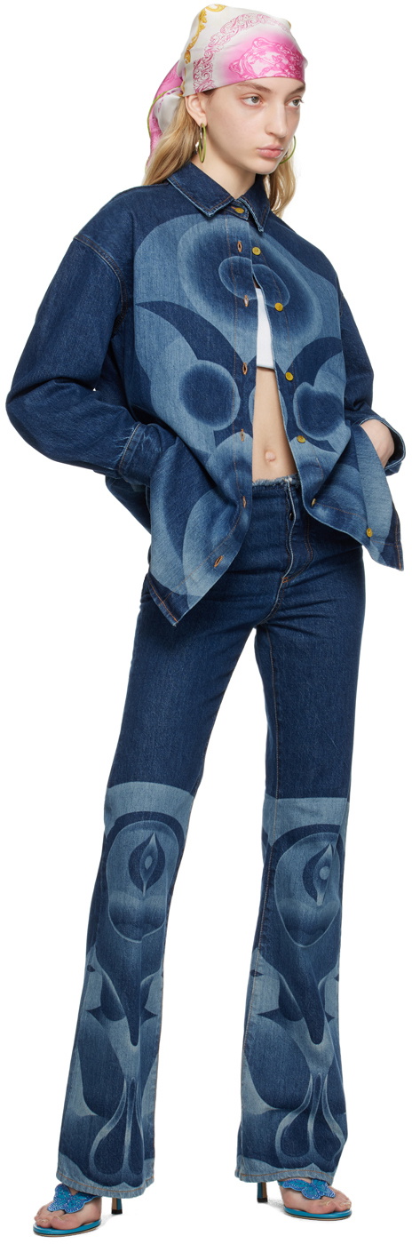 Conner Ives Indigo Printed Denim Shirt