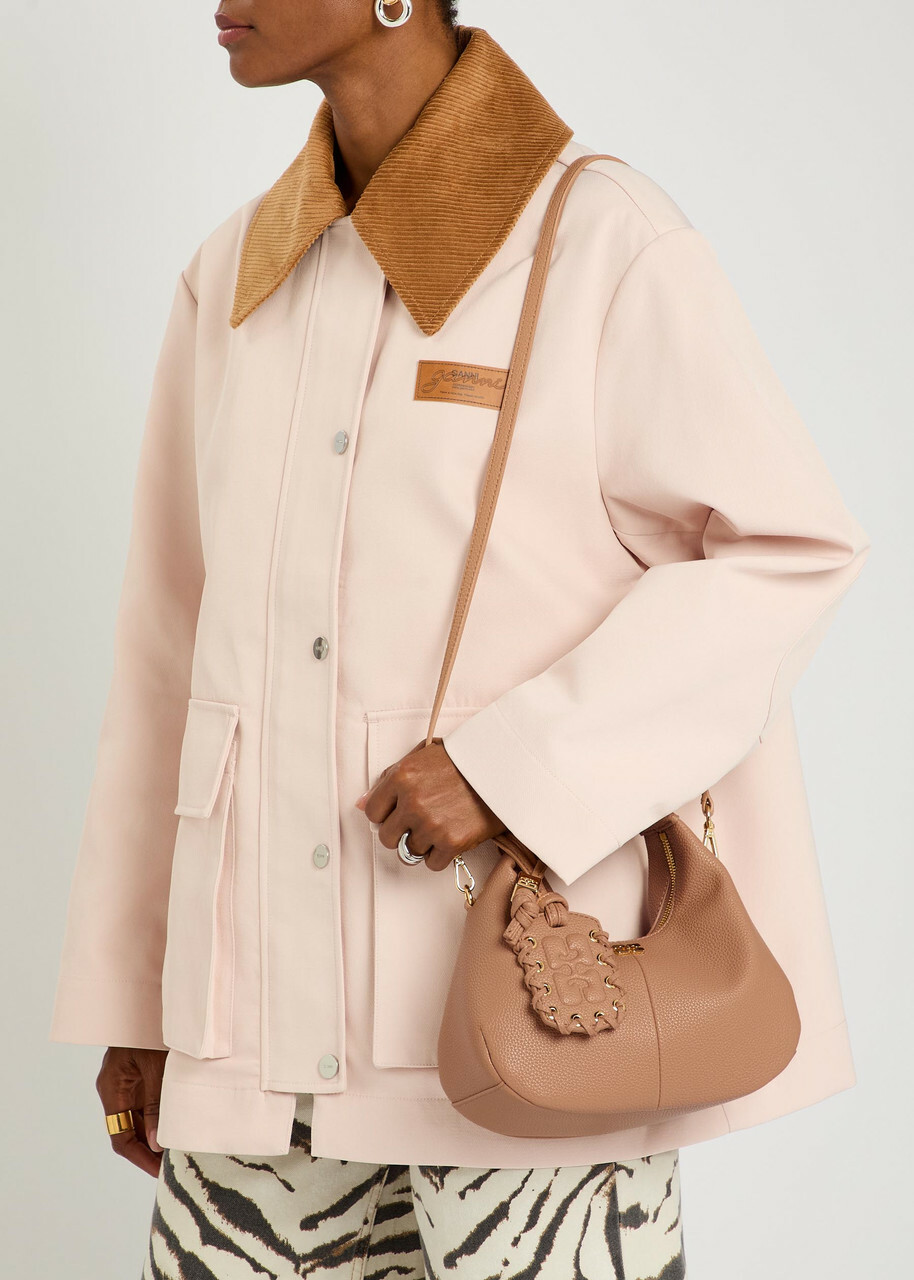 Ganni Hobo Mini Grained Leather top Handle bag - Pink - One Size