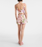 Agua by Agua Bendita Floral high-rise linen shorts