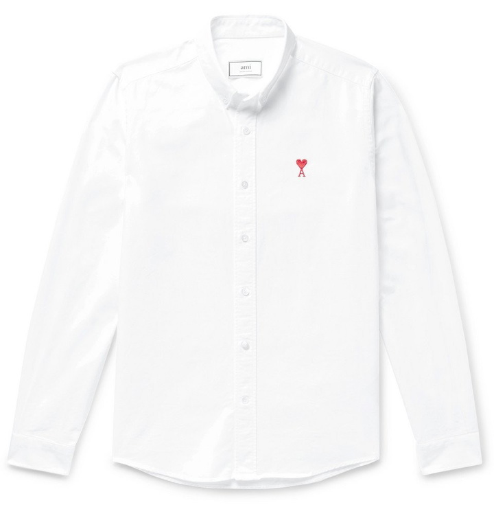 Photo: AMI - Slim-Fit Button-Down Collar Logo-Embroidered Cotton Oxford Shirt - Men - White