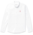 AMI - Slim-Fit Button-Down Collar Logo-Embroidered Cotton Oxford Shirt - Men - White