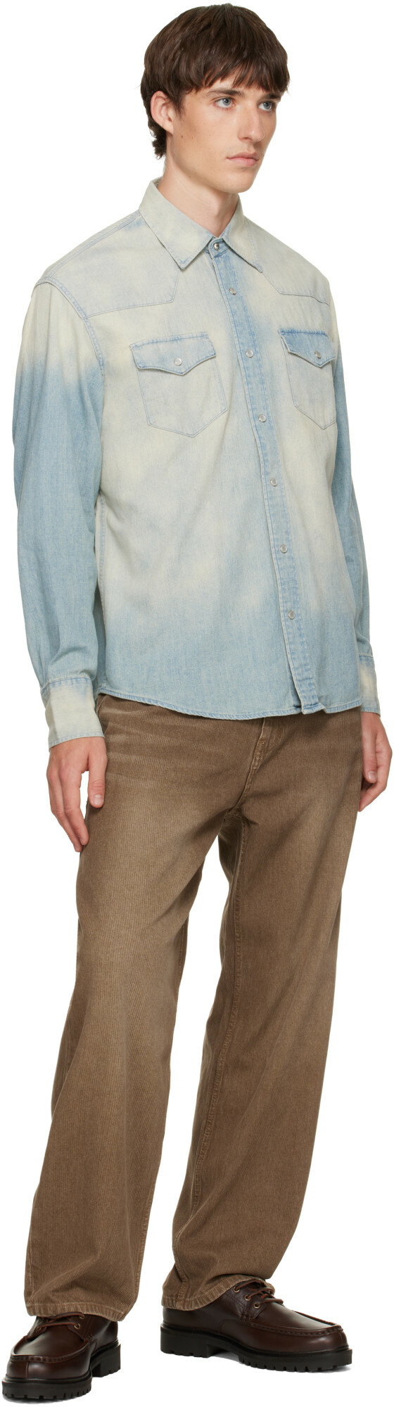 COOR Brown Brushed Rib Texture Jeans