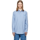 BALMAIN Blue Herringbone Poplin Regular Shirt