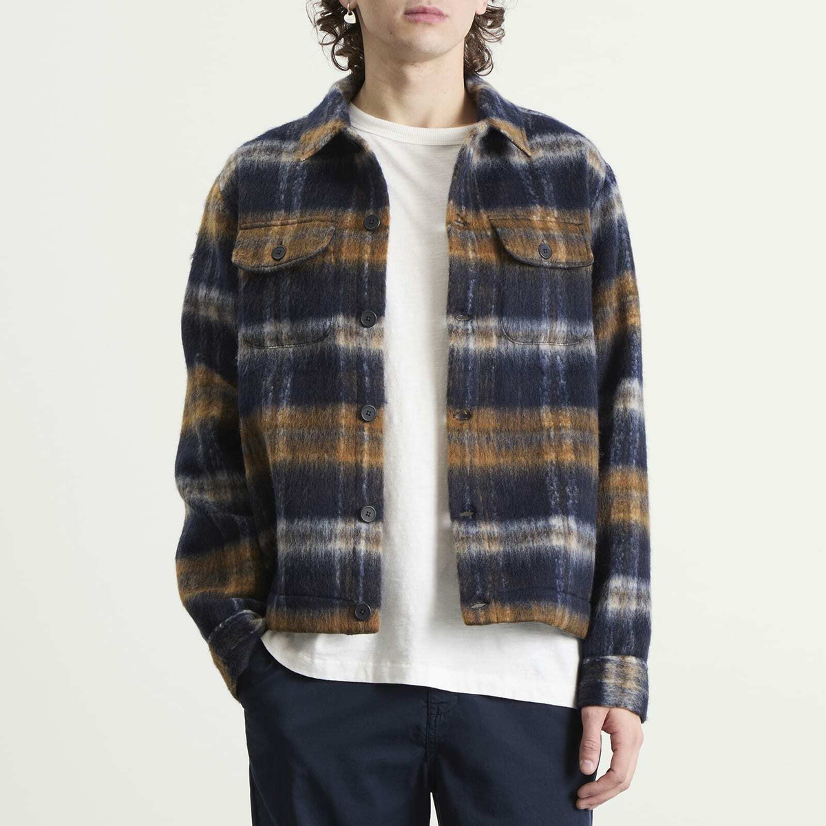 Kestin Men's Haston Jacket in Navy Check Brushed Wool