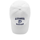 Alexander McQueen Men's Varsity Skull Logo Cap in White/Indigo