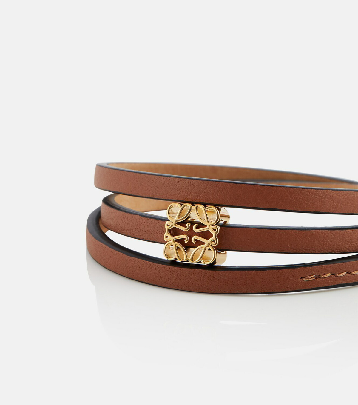 【LOEWE】 Anagram embellished leather bracelet Anagram embellished leather bracelet in brown - Loewe