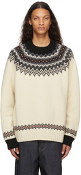 Junya Watanabe Grey & Off-White Knit Crewneck