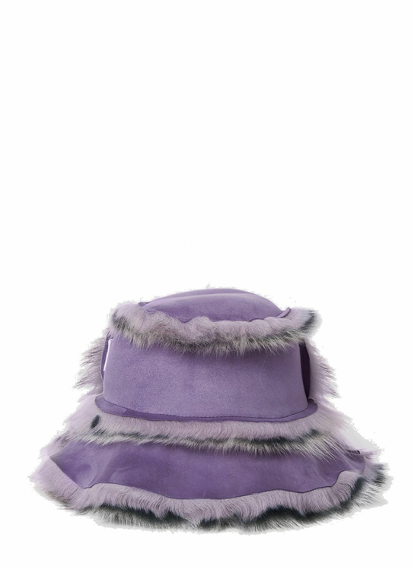 Photo: Shearling Bucket Hat in Purple