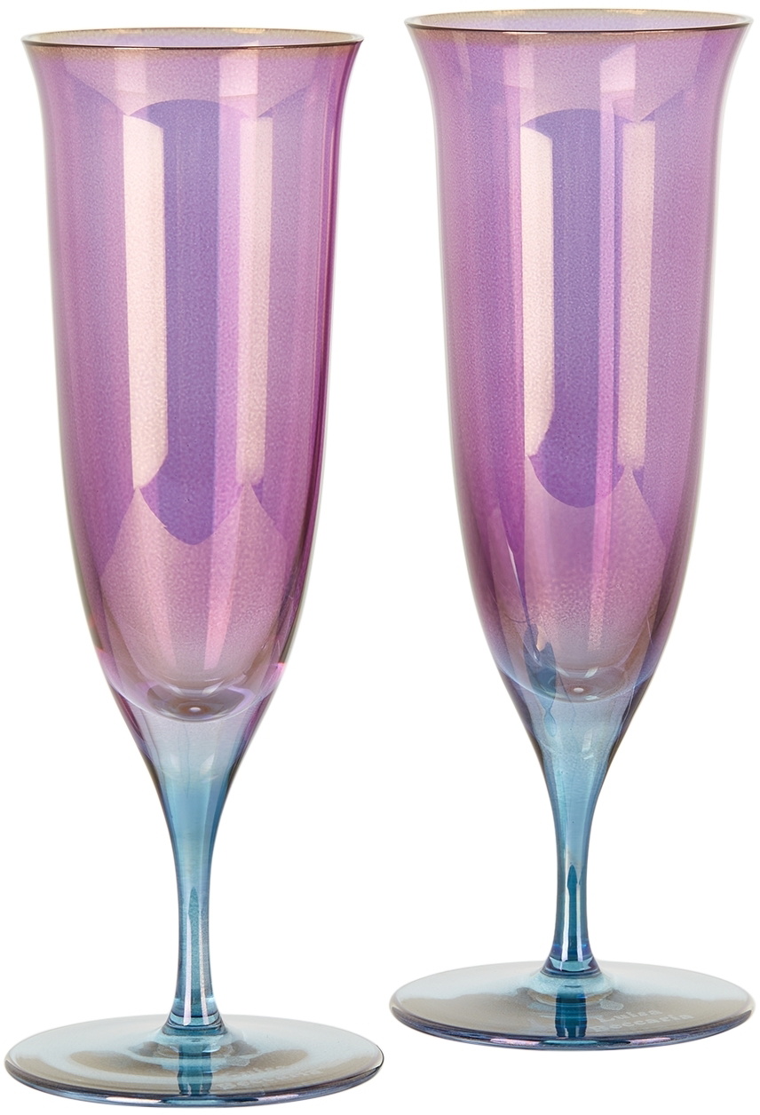 Luisa Beccaria Purple & Blue Shade Glass Flute Set