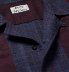 Acne Studios - Camp-Collar Panelled Cotton-Flannel Shirt - Men - Navy