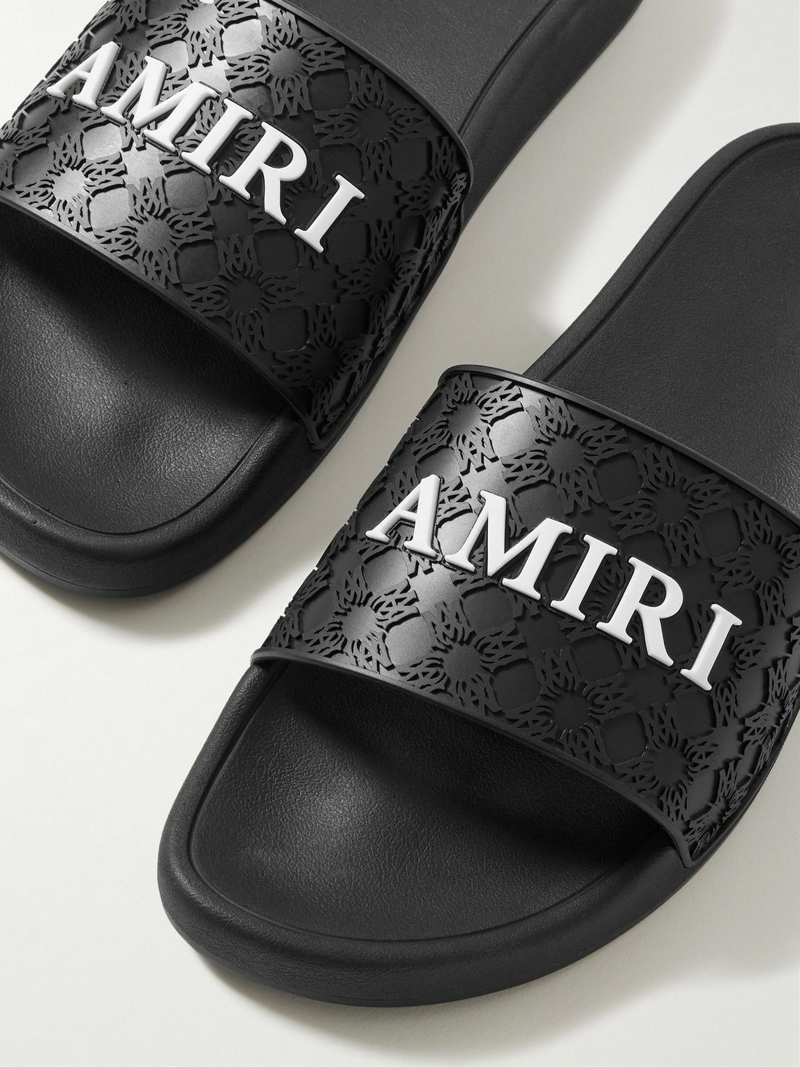 AMIRI - Logo-Appliquéd Embossed Rubber Slides - Black Amiri