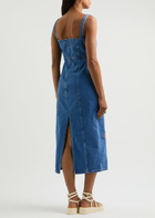Kitri Ursula Floral-embroidered Denim Midi Dress