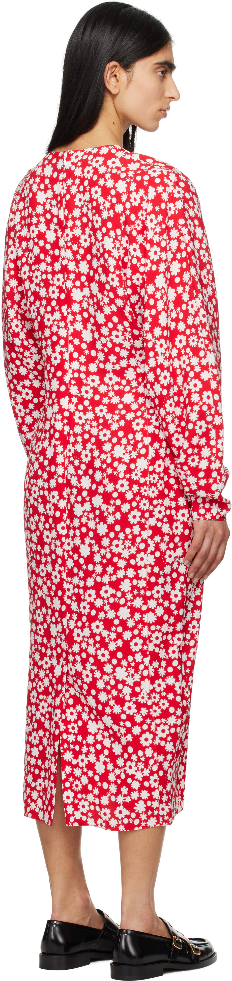 Marni Red Pop Fields Midi Dress