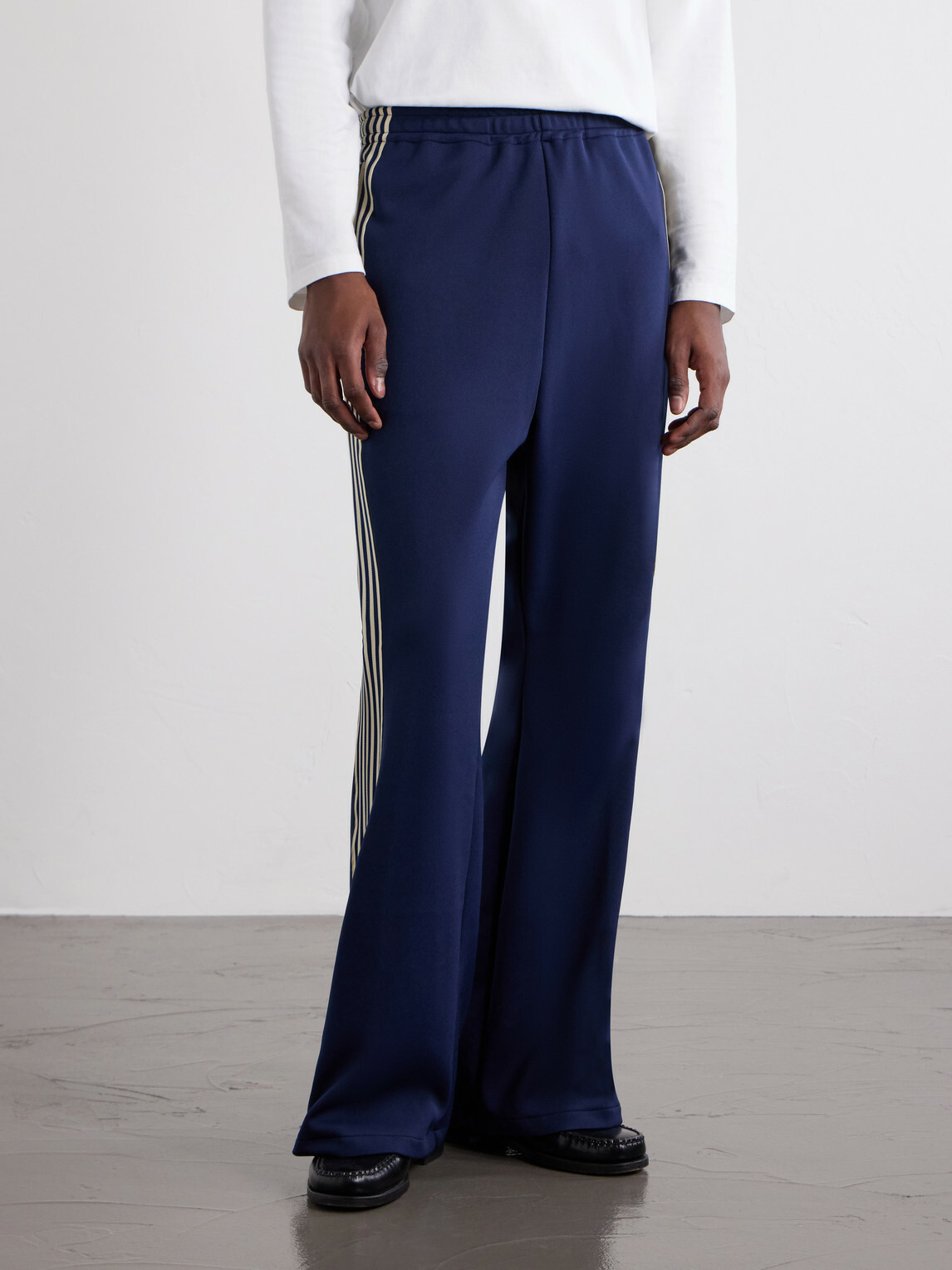 KAPITAL - Straight-Leg Striped Jersey Sweatpants - Blue
