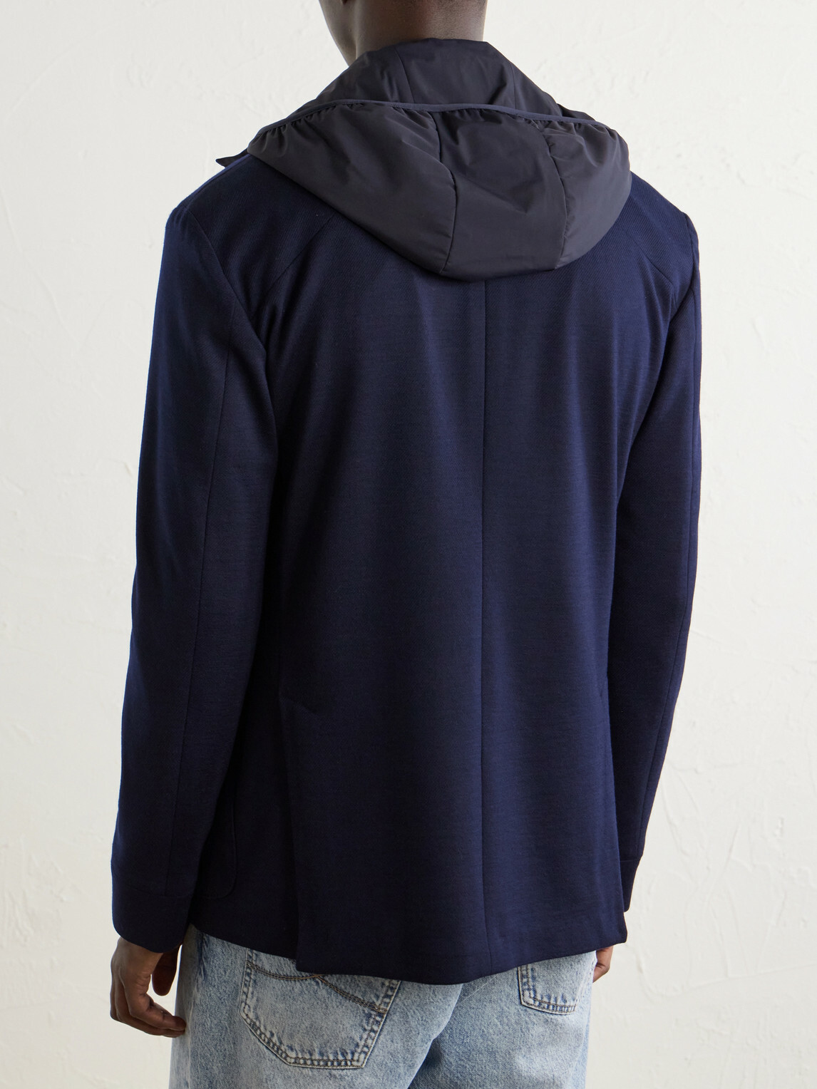 SEASE - Hodded Virgin Wool Blazer - Blue