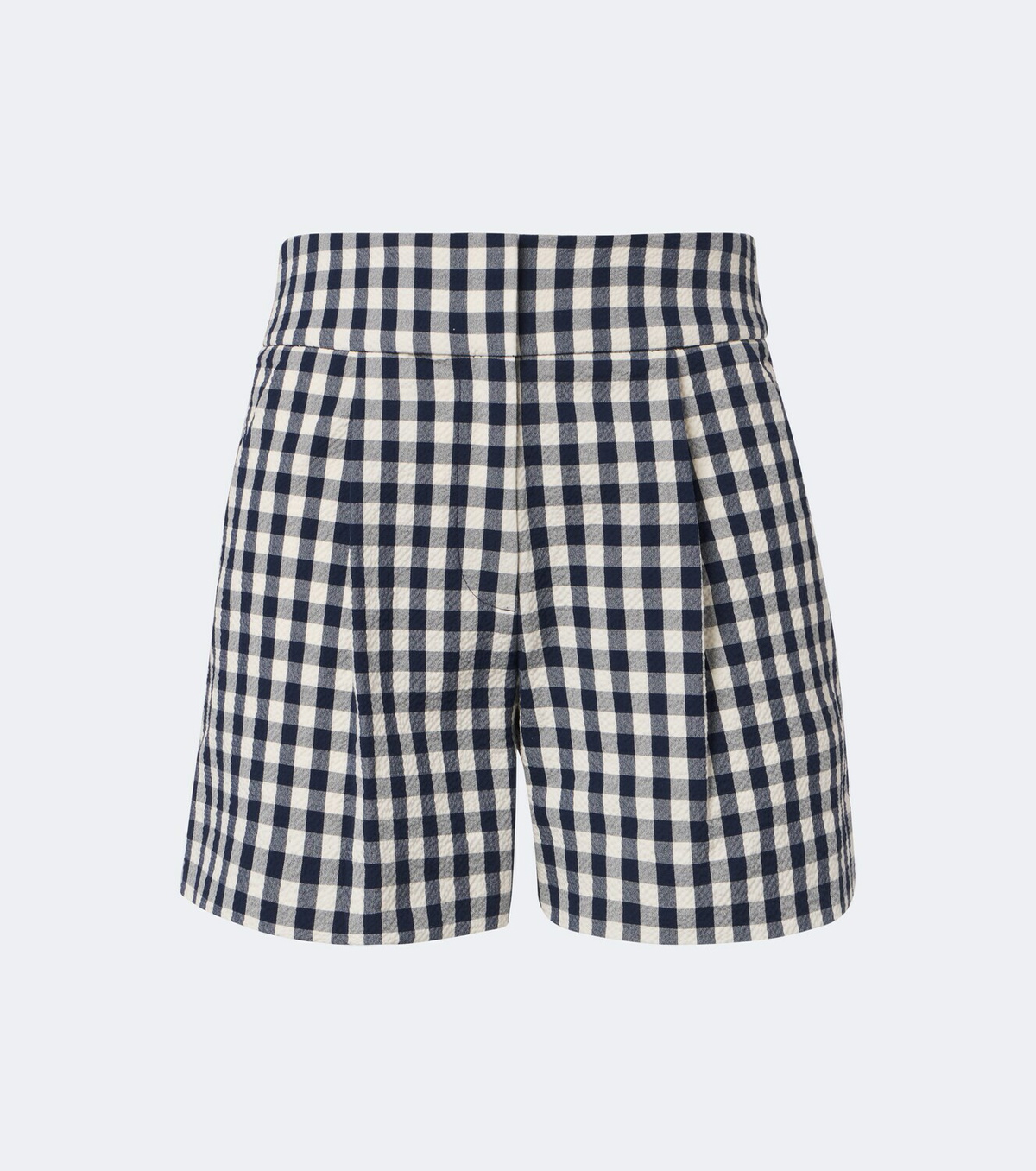 Veronica Beard Haina gingham pleated cotton shorts