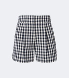 Veronica Beard Haina gingham pleated cotton shorts