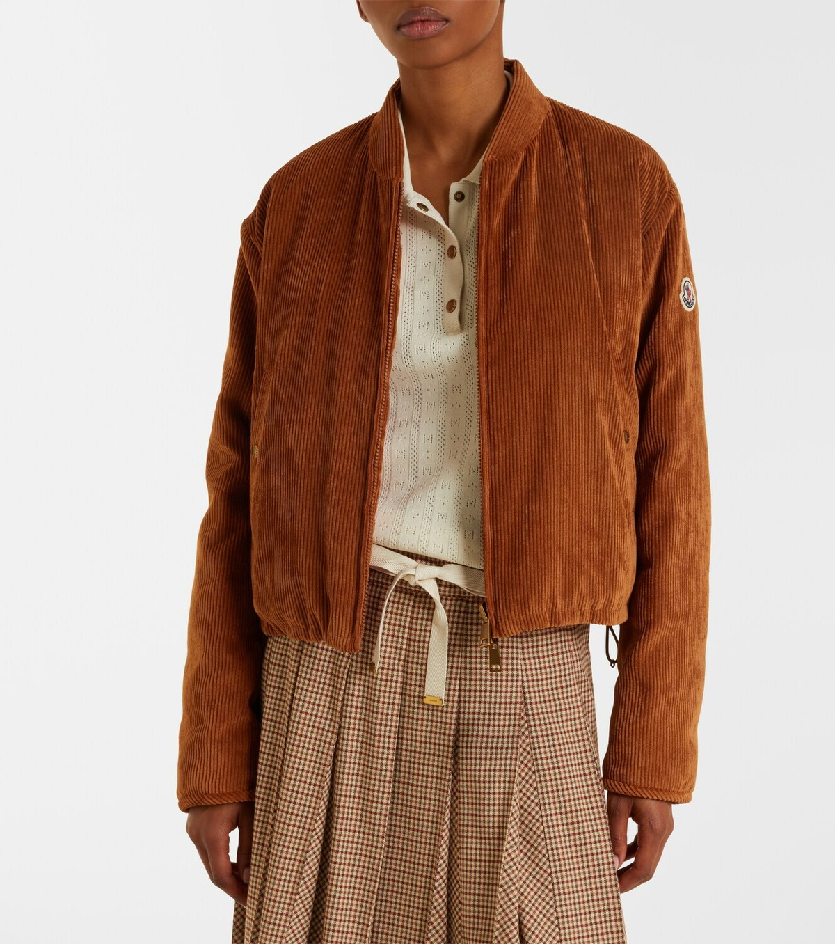 Moncler Blageon corduroy down bomber jacket
