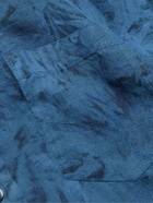 120% - Printed Linen Shirt - Blue