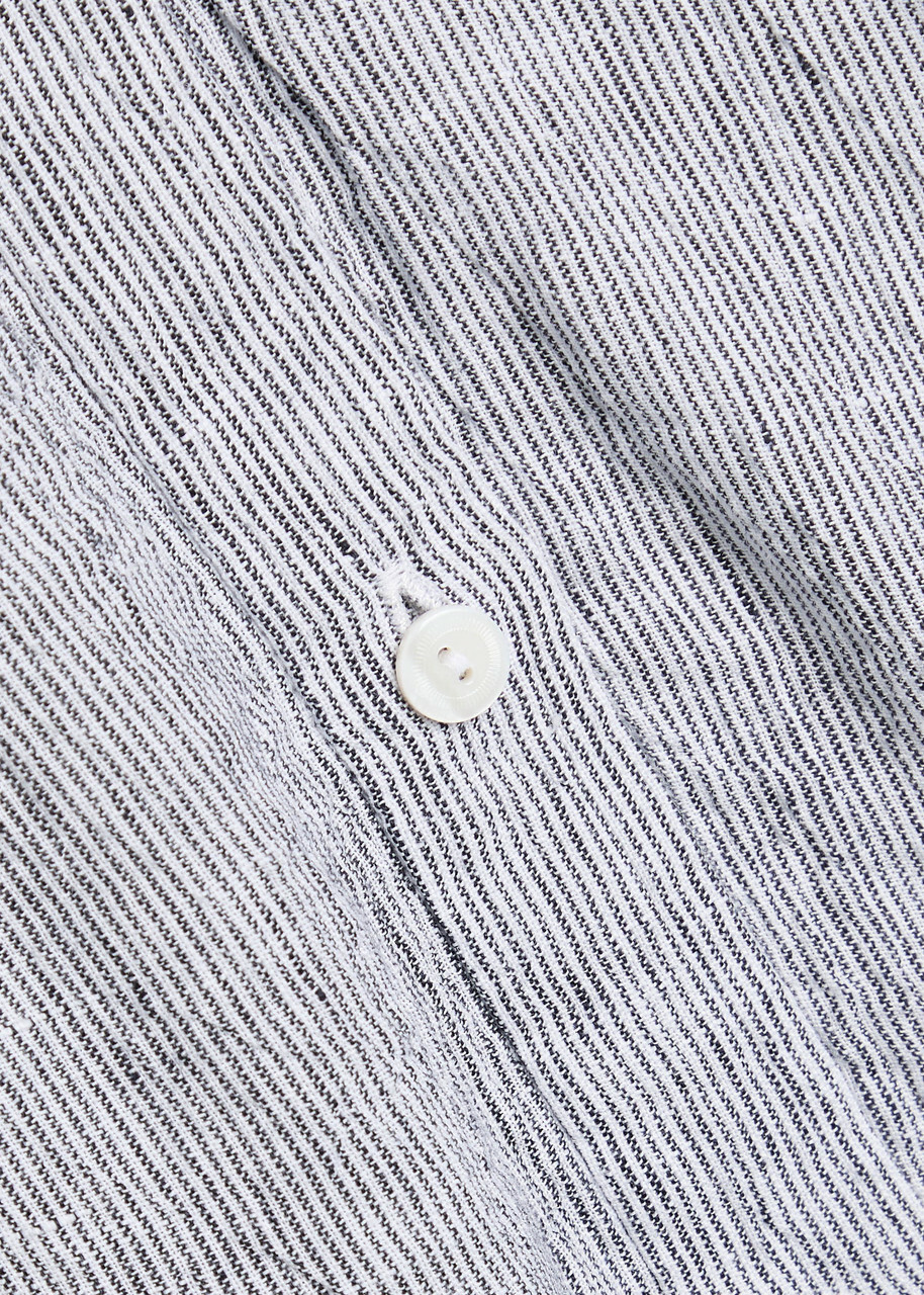 Eileen Fisher Striped Linen Midi Shirt Dress Blue